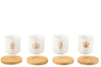 J-Line koffietas + schotel - giftbox - keramiek - bruin - doos van 4