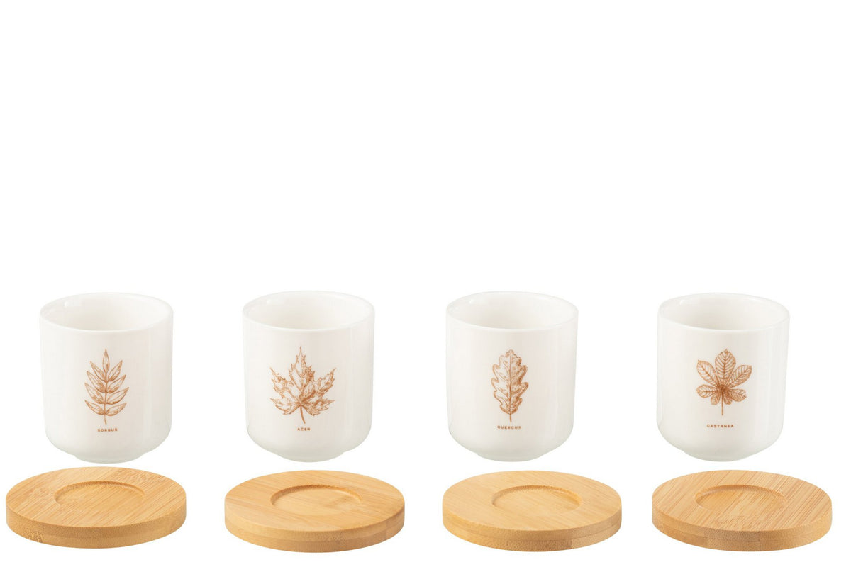J-Line koffietas + schotel - giftbox - keramiek - bruin - doos van 4