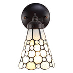 Wandlamp Tiffany 17x12x23 cm Wit Bruin Glas Muurlamp