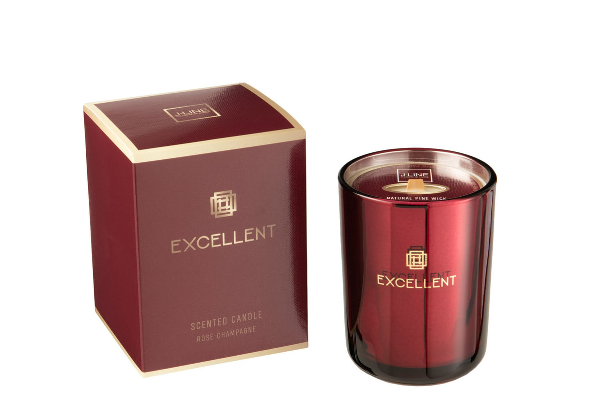 J-Line geurkaars Excellent - Rose Champagne - rood - S - 50U