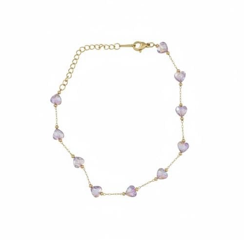 Enkel-/armbandje met roze hartjes