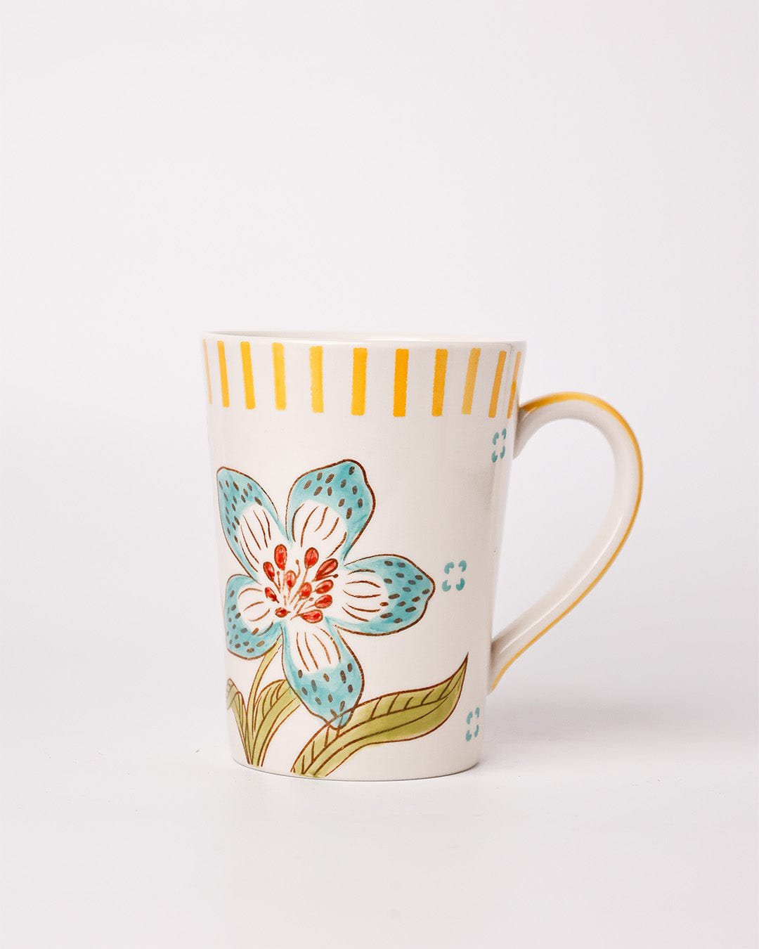 Stripe & Stem Tall handbeschilderde keramische koffiemok 355ml