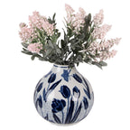 Vaas Ø 16x16 cm Wit Blauw Keramiek