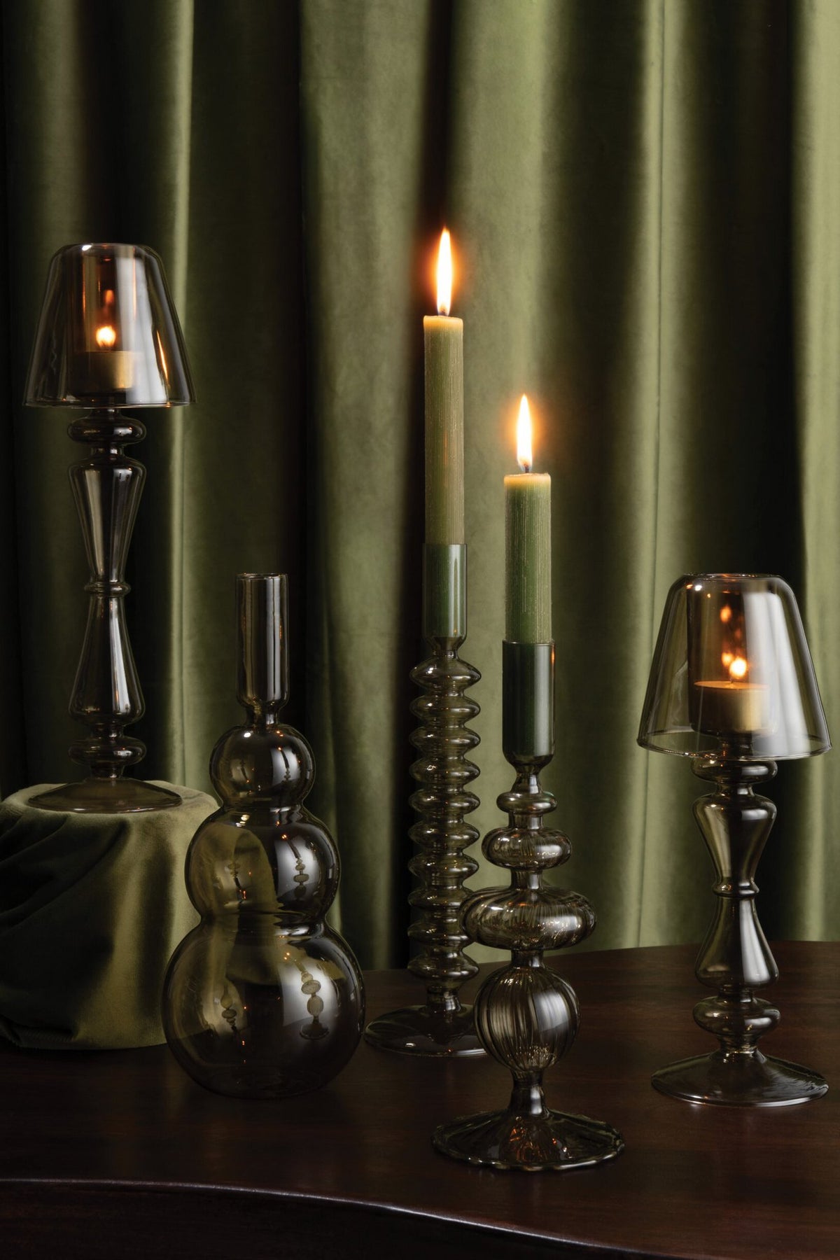 J-Line vaas Bubbels - glas - olijfgroen