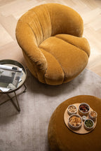 J-Line Draaibare fauteuil - multiplex/stof - mosterdgeel