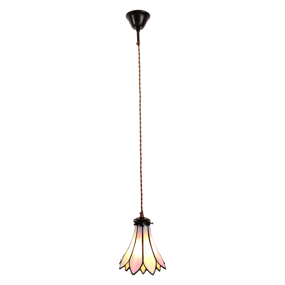 Hanglamp Tiffany Ø 15x115 cm Roze Beige Glas Hanglamp Eettafel