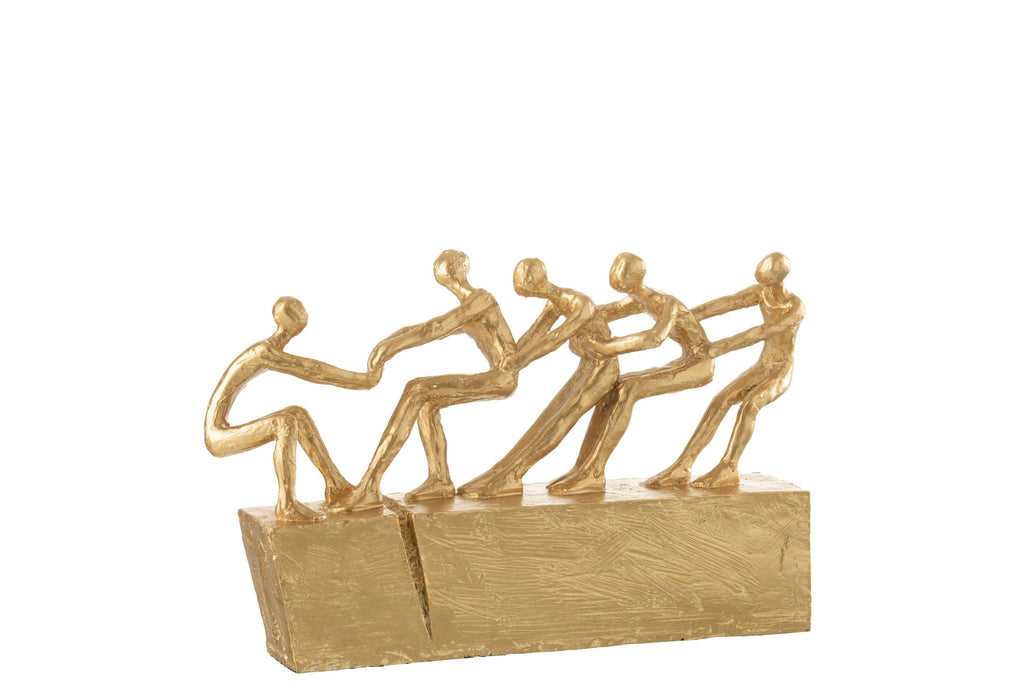 J-Line decoratie Figuren Op Sokkel - polyresin - goud