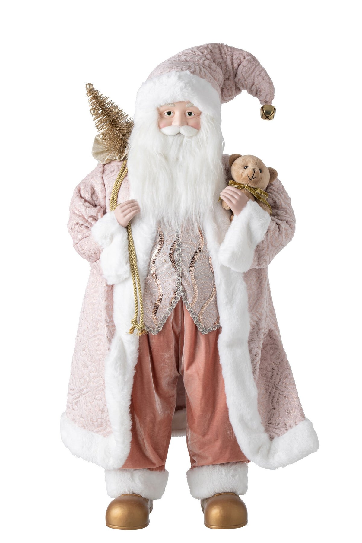 J-Line decoratie kerstman - kunststof - lichtroze - large - LED