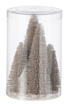 J-Line decoratie Kerstboom Glitter - kunststof - greige - doos van 4