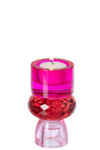 J-Line kandelaar - glas - kerstrood/fuchsia - small