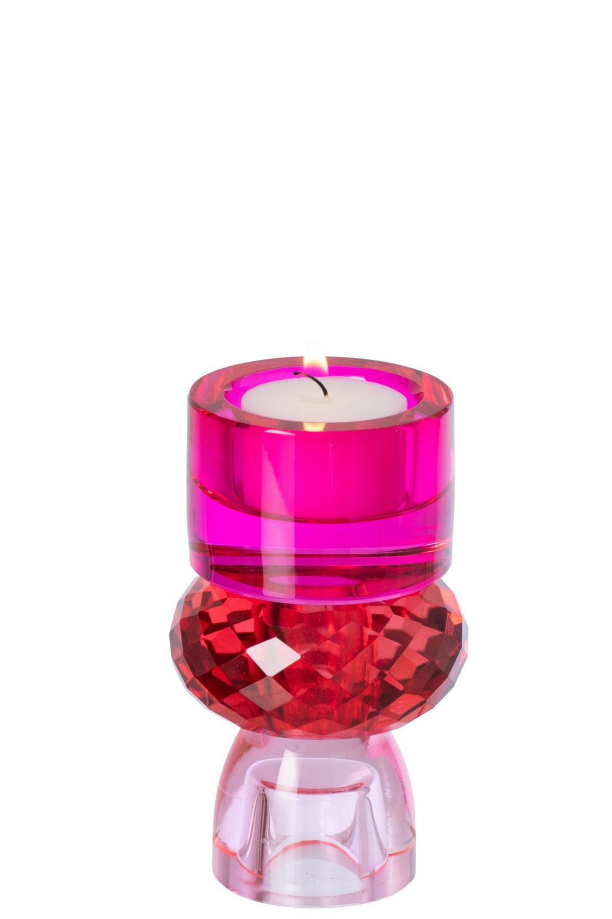 J-Line kandelaar - glas - kerstrood/fuchsia - small