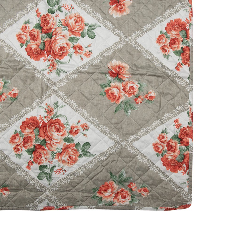 Bedsprei 240x260 cm Grijs Roze Katoen Bloemen Sprei