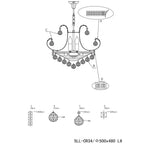 Kroonluchter Ø 50x43/168 cm Zilverkleurig IJzer Hanglamp