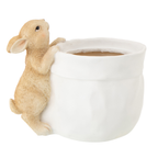 J-Line bloempot Konijn - polyresin - wit/beige