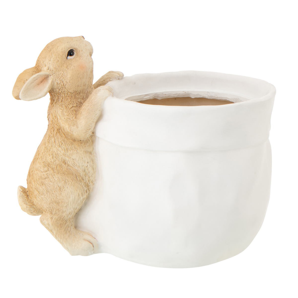 J-Line bloempot Konijn - polyresin - wit/beige
