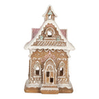 Gingerbread house met LED 9x10x15 cm Bruin Kunststof