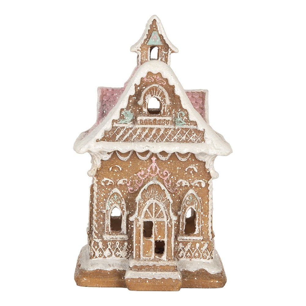 Gingerbread house met LED 9x10x15 cm Bruin Kunststof