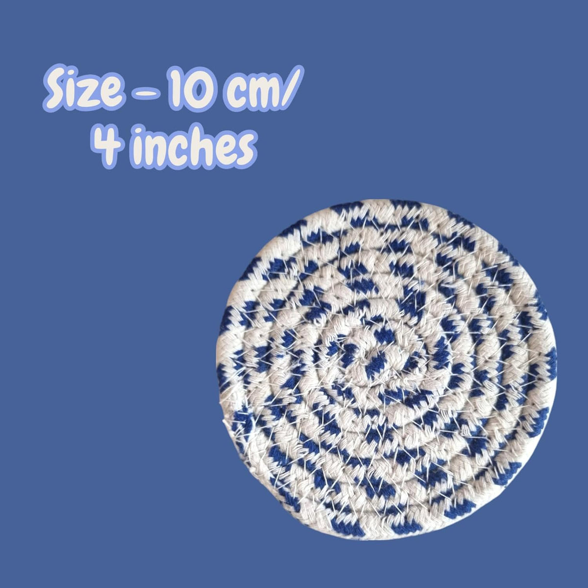 Blauwgroen katoenen ronde absorberende onderzetters (set van 6, 10 cm) | Tafelmatten voor warme en koude dranken, keuken, eetkamer