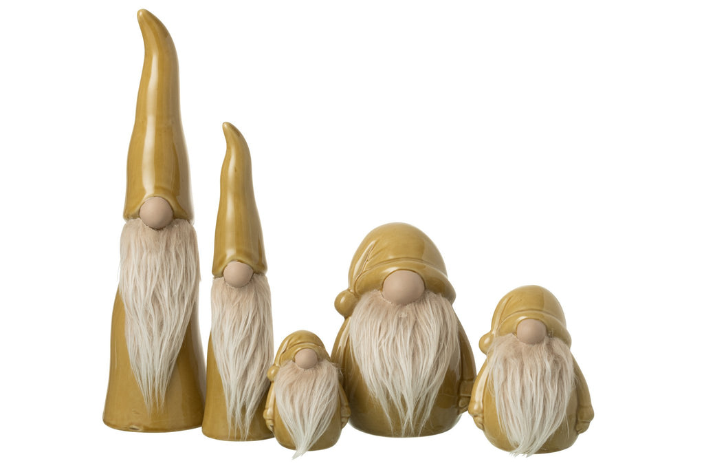 J-Line figuur Kabouter - porselein - oker - L