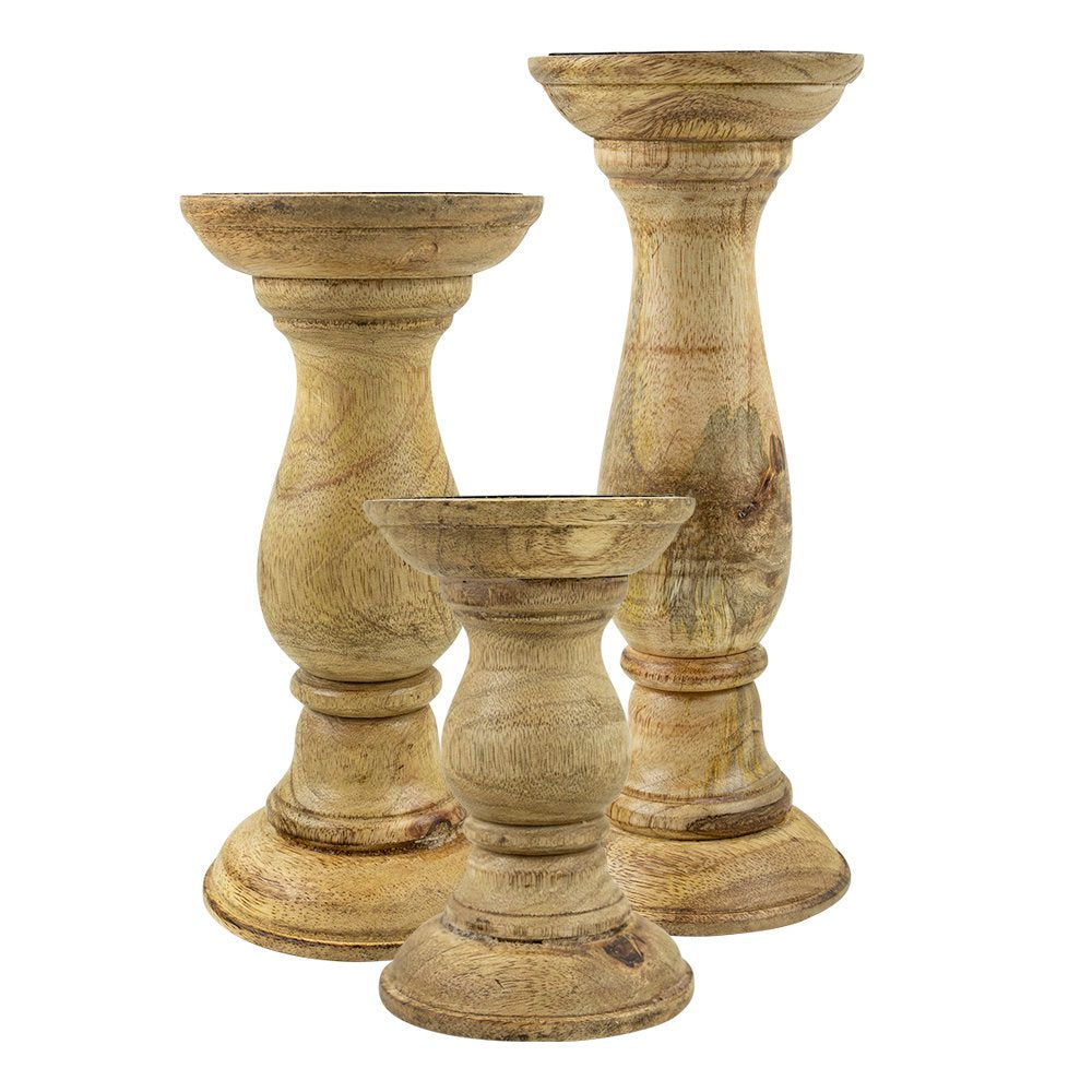 Kandelaar rond mango hout 15cm