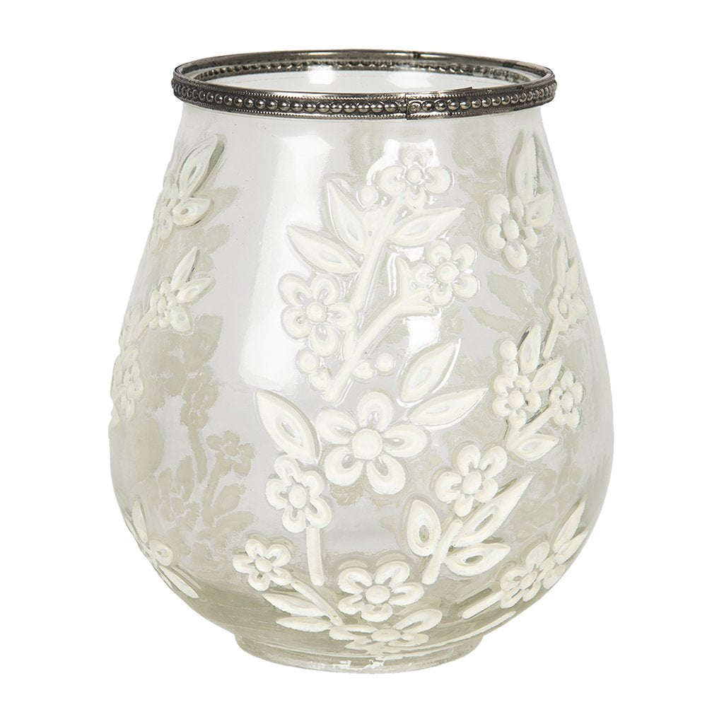 Theelichthouder Ø 12x13 cm Glas Bloemen Waxinelichthouder