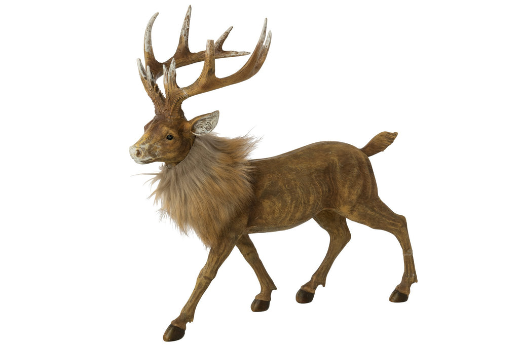 J-Line decoratie Rendier - polyresin - donkerbruin/beige - large