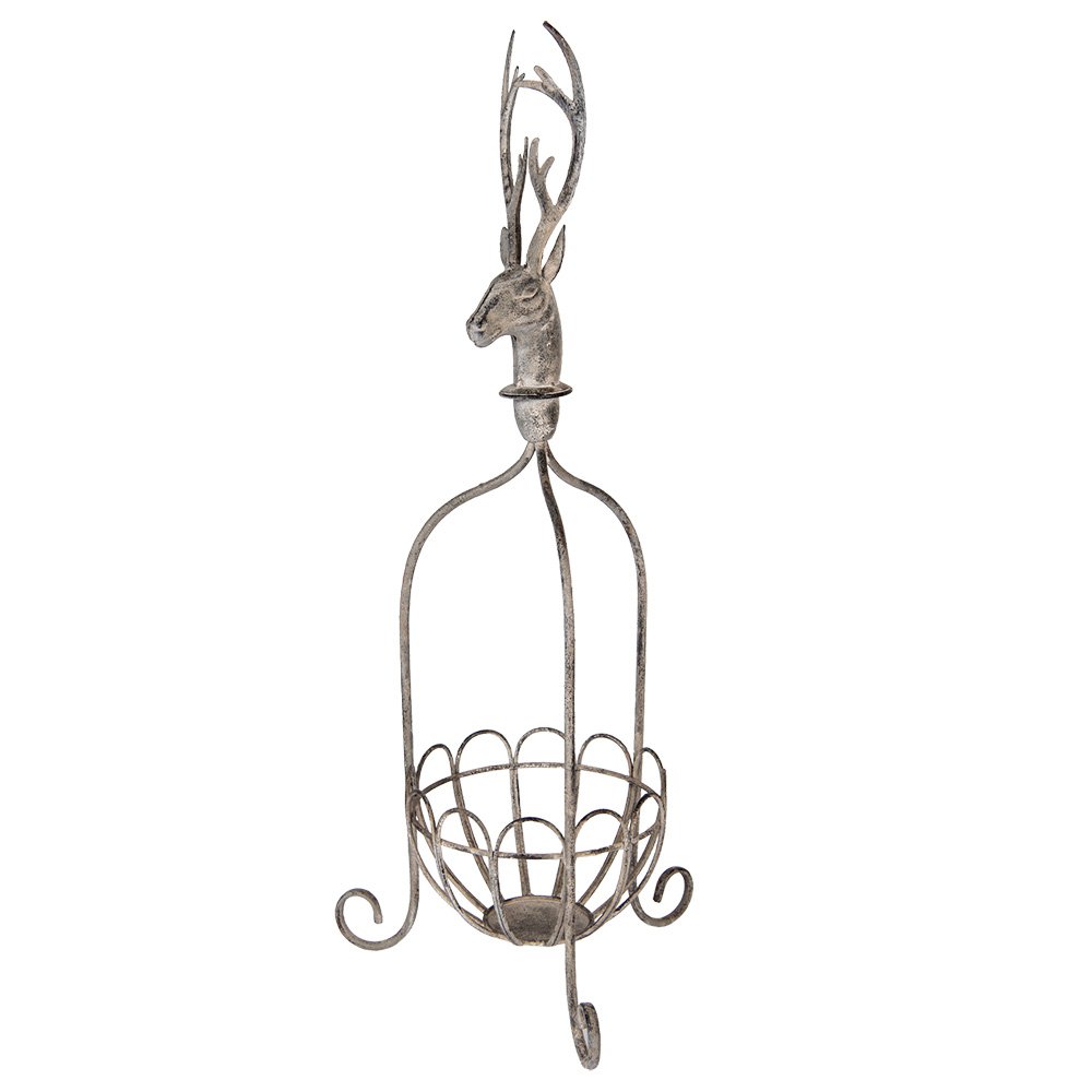 Decoratie Mand 28x28x68 cm Grijs Metaal Hert