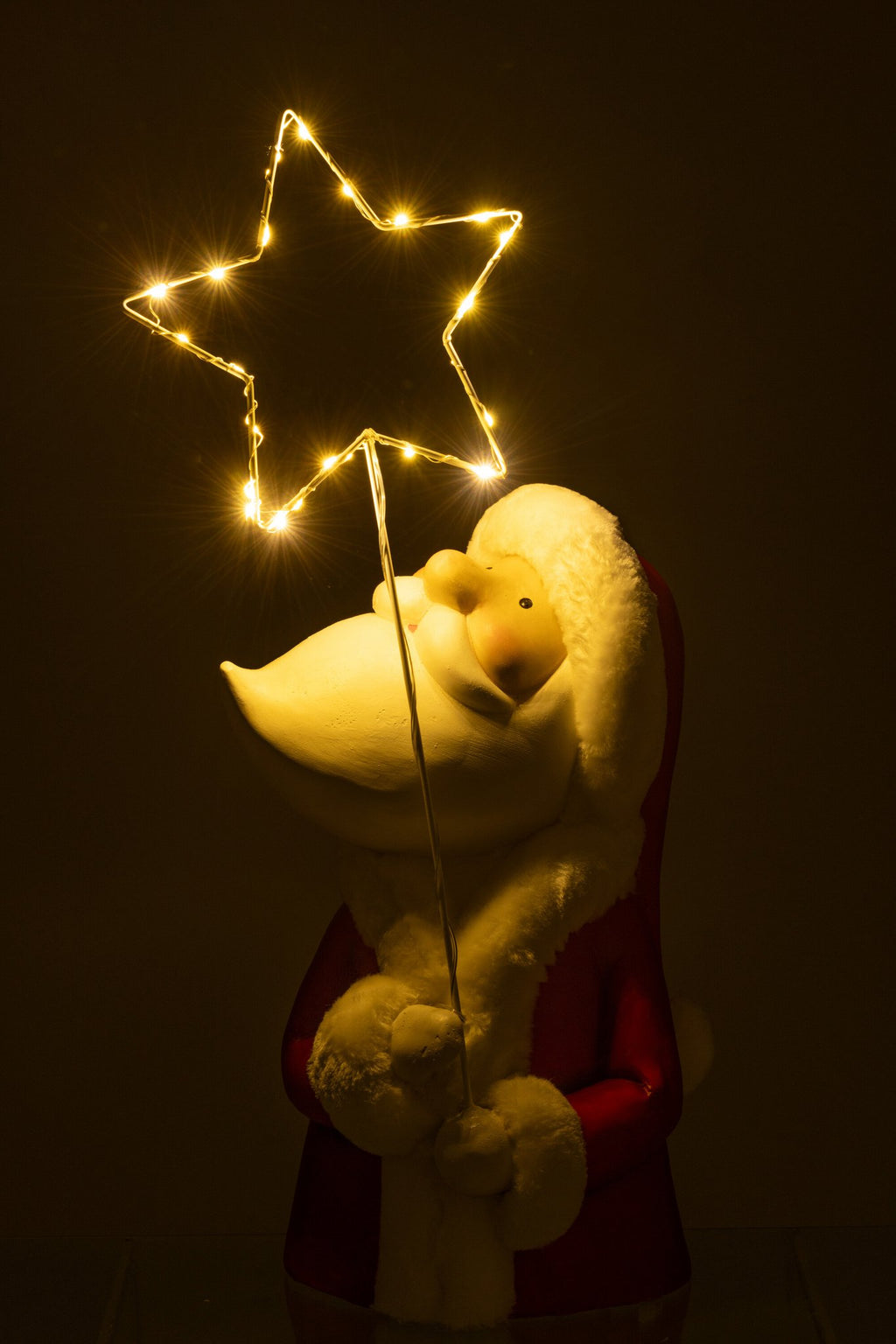J-Line Kerstman Led Ster Resin Wit/Rood Large