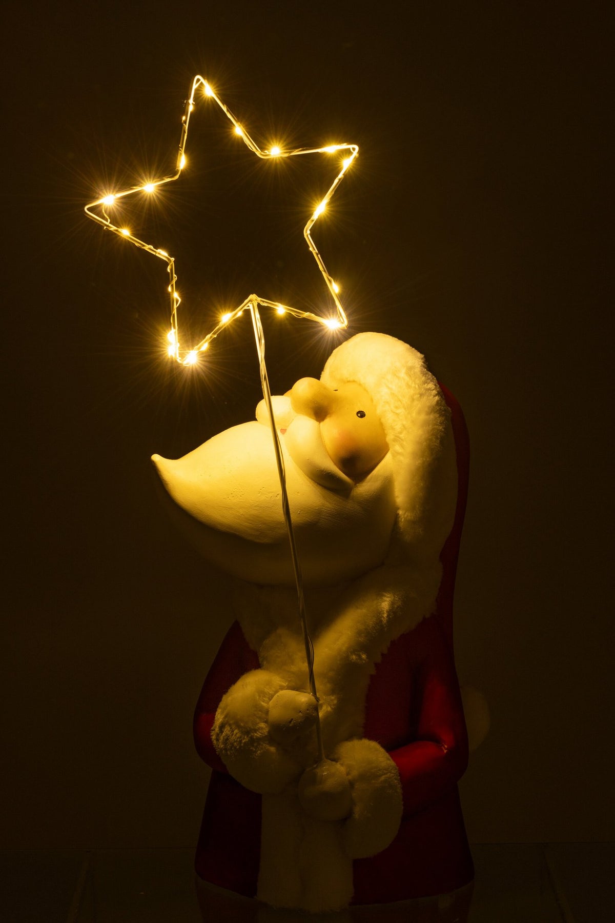 J-Line Kerstman Led Ster Resin Wit/Rood Large