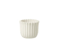 J-Line bloempot Geribbeld - cement - wit - medium