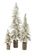 J-Line besneeuwde kerstboom op houten voet - PE - wit/naturel - L