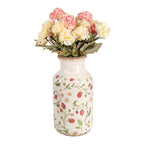 Vaas Ø 14x26 cm Beige Rood Keramiek Aardbeien