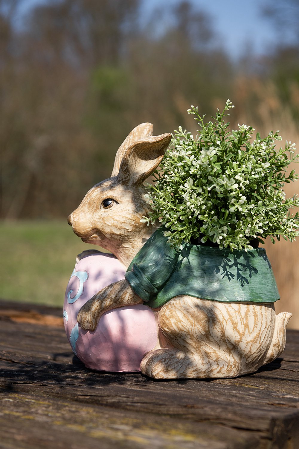 Bloempot Konijn 30 cm Bruin Groen Polyresin Paasdecoratie