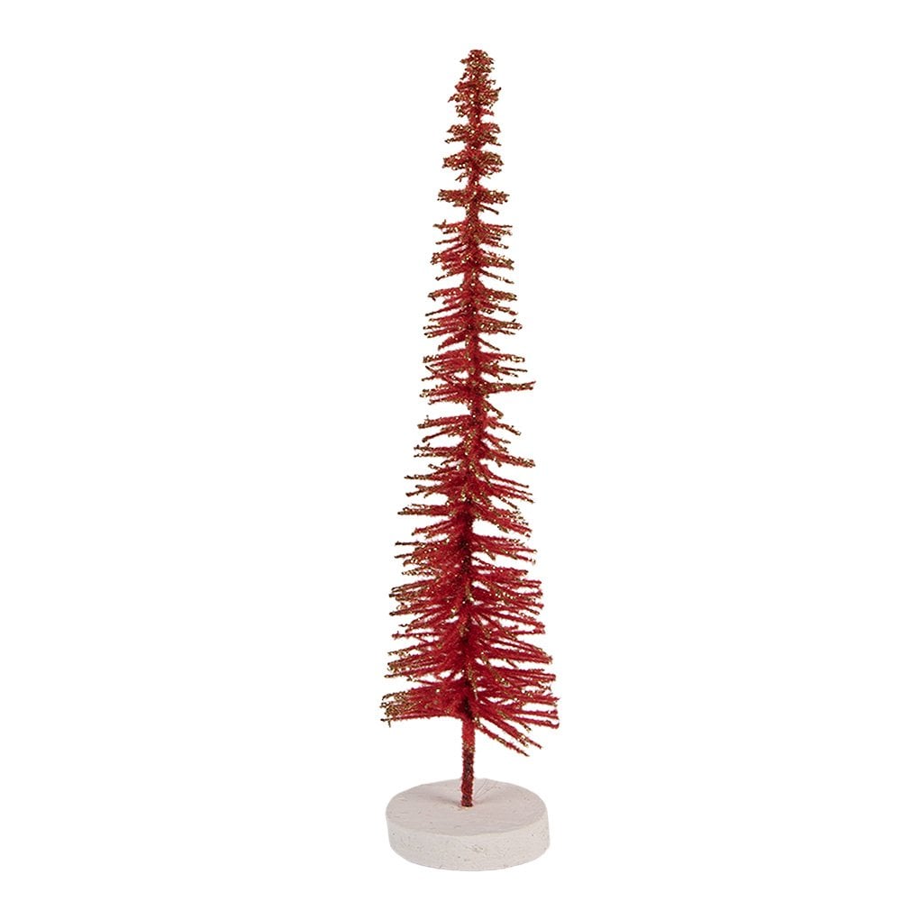 Kerstdecoratie Beeld Kerstboom Ø 6x30 cm Rood Hout