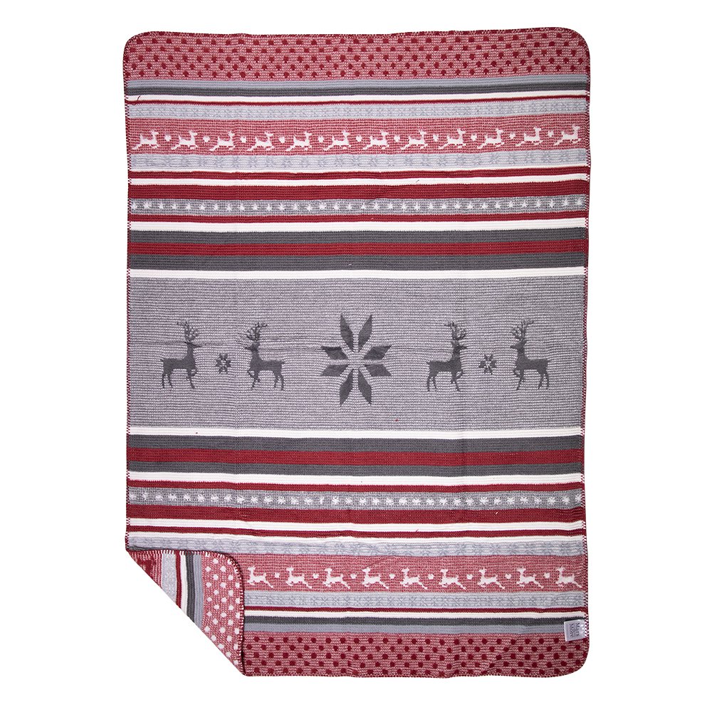Plaid herten rood grijs 130x180cm