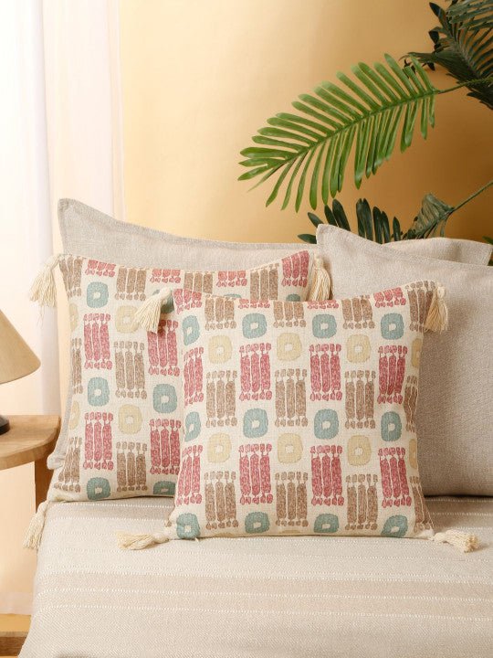 Set van 2 - Set kussenslopen met kleurblokken – woondecoratietextiel – mix van polylinnen