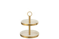 J-Line 2 Niveaus Cake plateau - taartplateau - metaal - wit/ goud