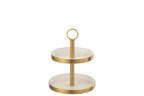 J-Line 2 Niveaus Cake plateau - taartplateau - metaal - wit/ goud