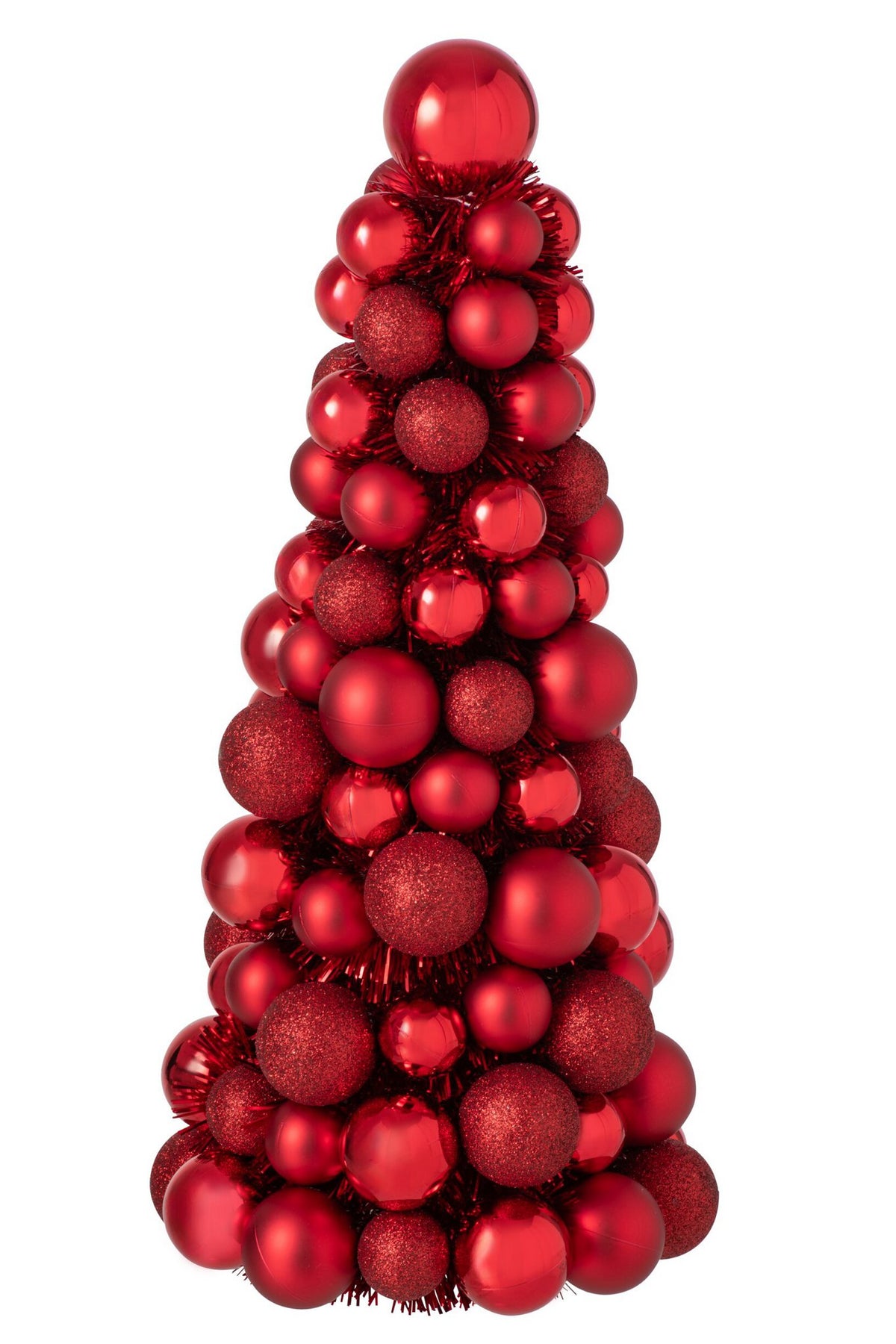 J-Line Kegel met kerstballen - PS - kerstrood