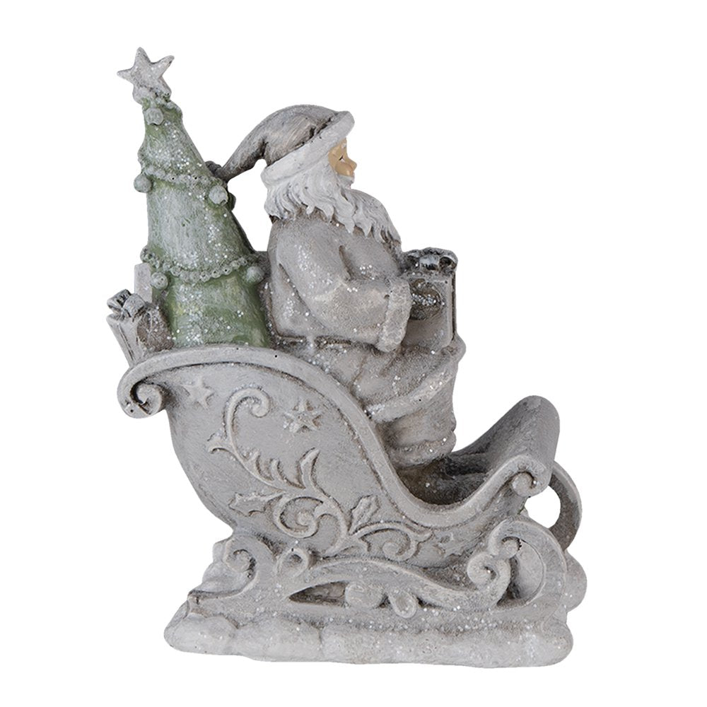 Beeld Kerstman 10x6x13 cm Grijs Kunststof Kerstdecoratie