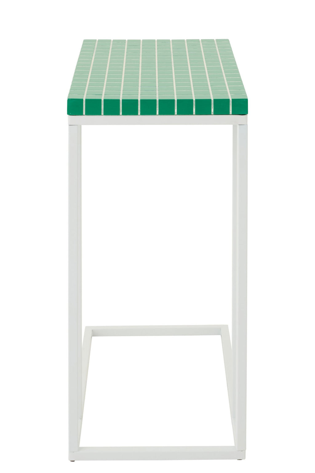 J-Line bijzettafel Rechthoek Geruit - ijzer - groen/wit
