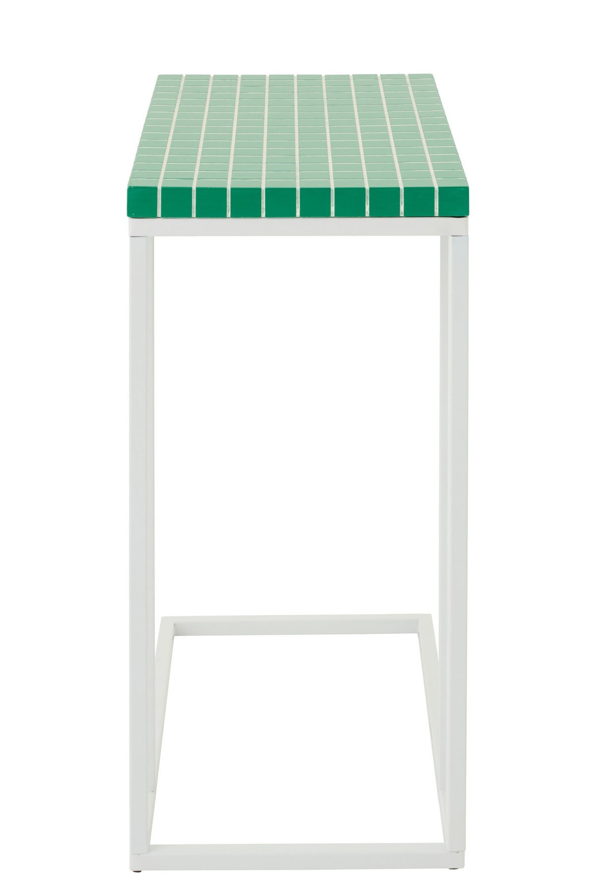 J-Line bijzettafel Rechthoek Geruit - ijzer - groen/wit