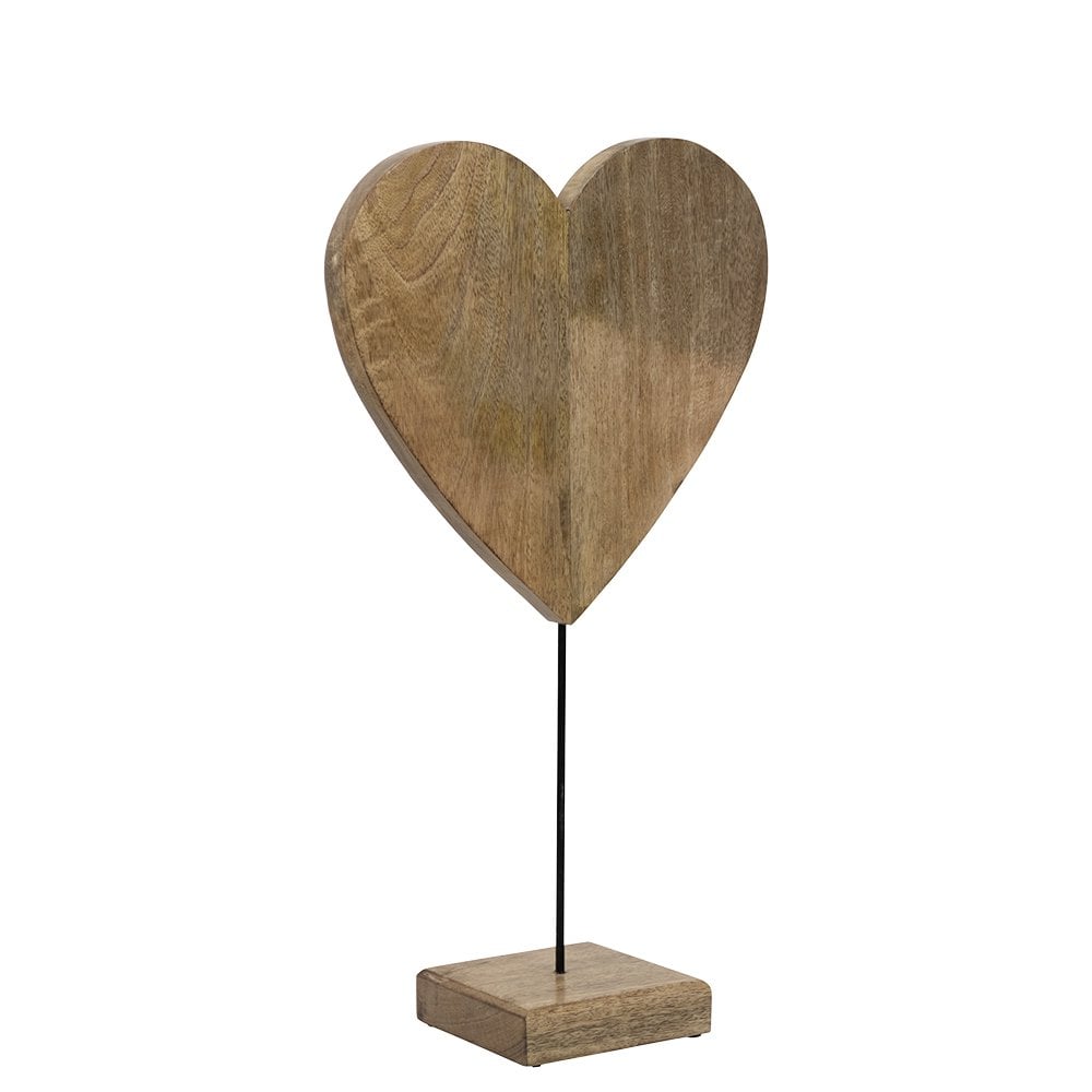 Staand hart mango hout h62 d15x35cm