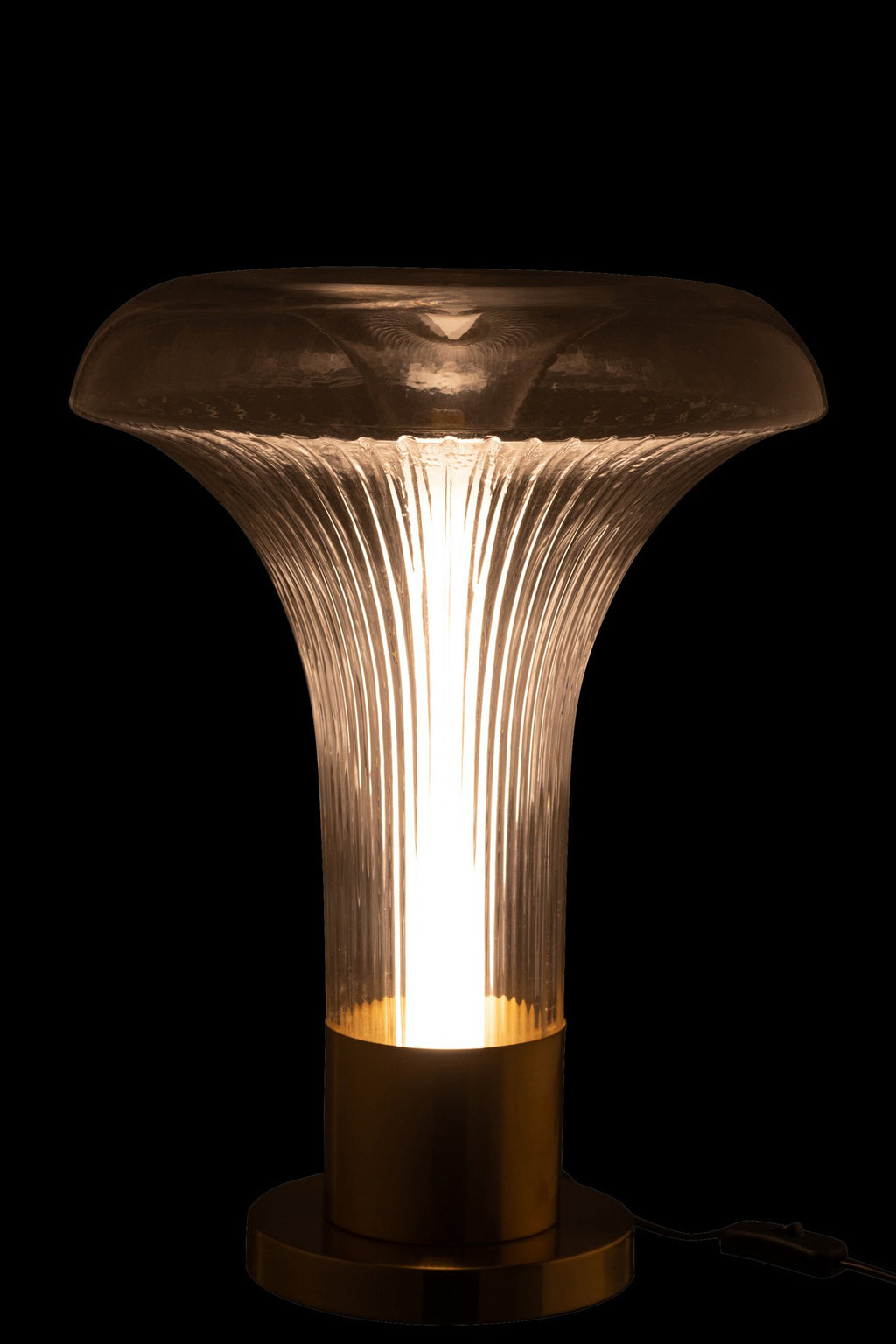 J-Line tafellamp - metaal/glas - goud/transparant - LED lichtjes