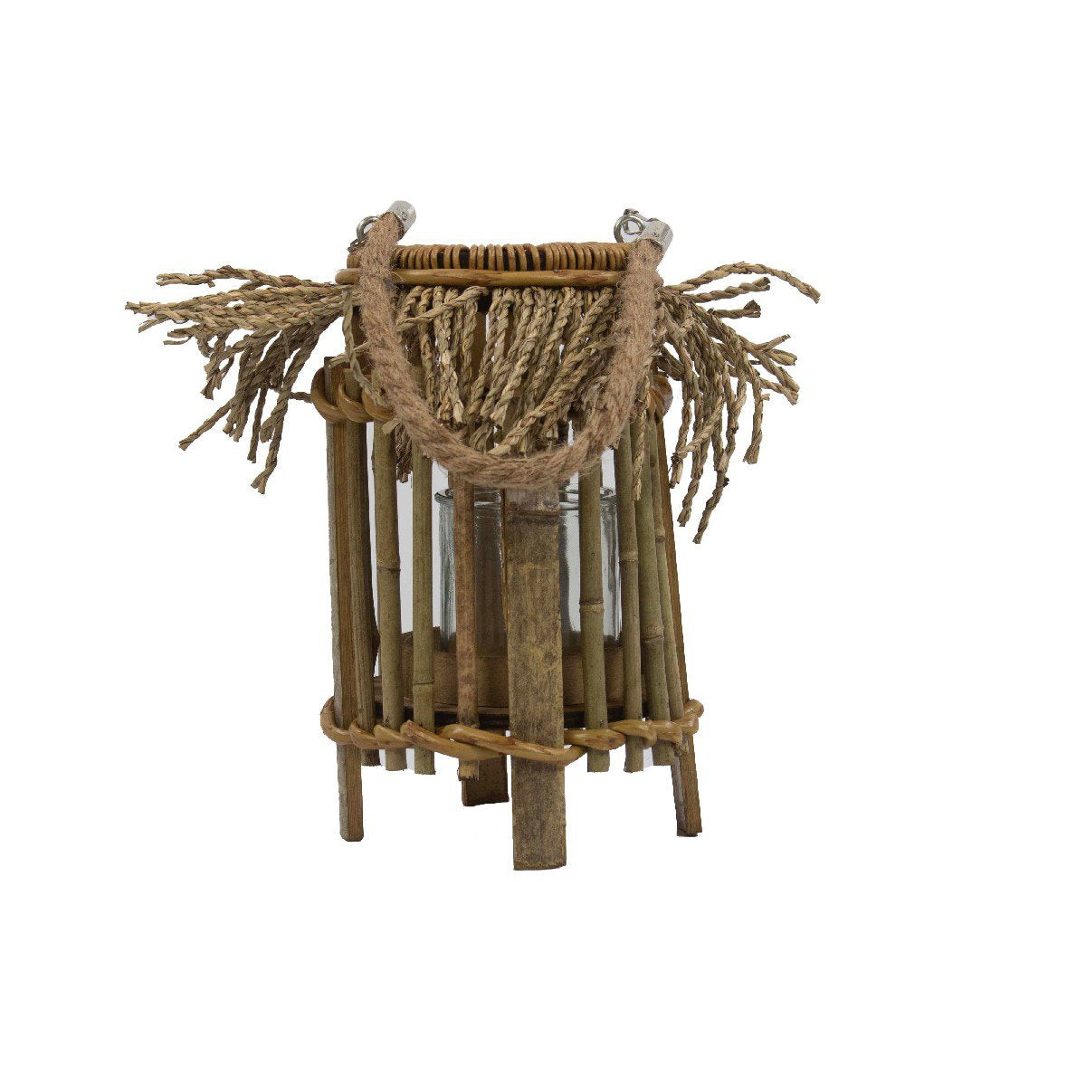 Windlicht bamboe rafels 27cm