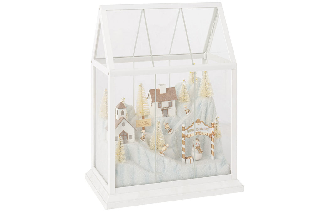 J-Line Ledkerstdorp - glas/synthetisch - wit/goud - medium