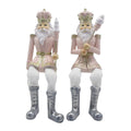 Beeld Notenkraker 6x6x12/21 cm Roze Wit Kunststof Kerstdecoratie