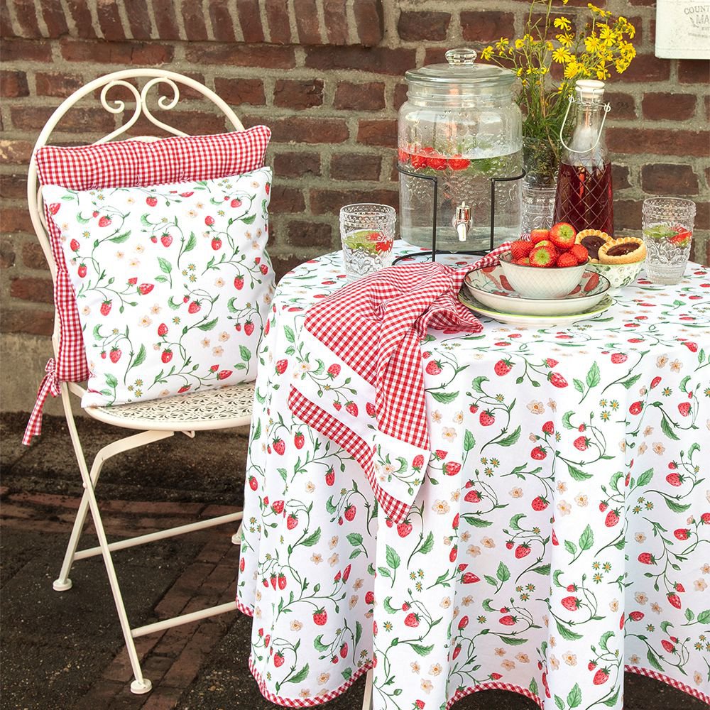Kussenhoes 40x40 cm Wit Rood Katoen Aardbeien Sierkussenhoes