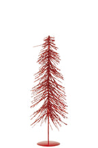 J-Line decoratie Kerstboom Glitters - kunststof - kerstrood - M