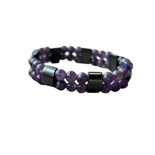 Dames armband Amethist 6 mm met Hematiet